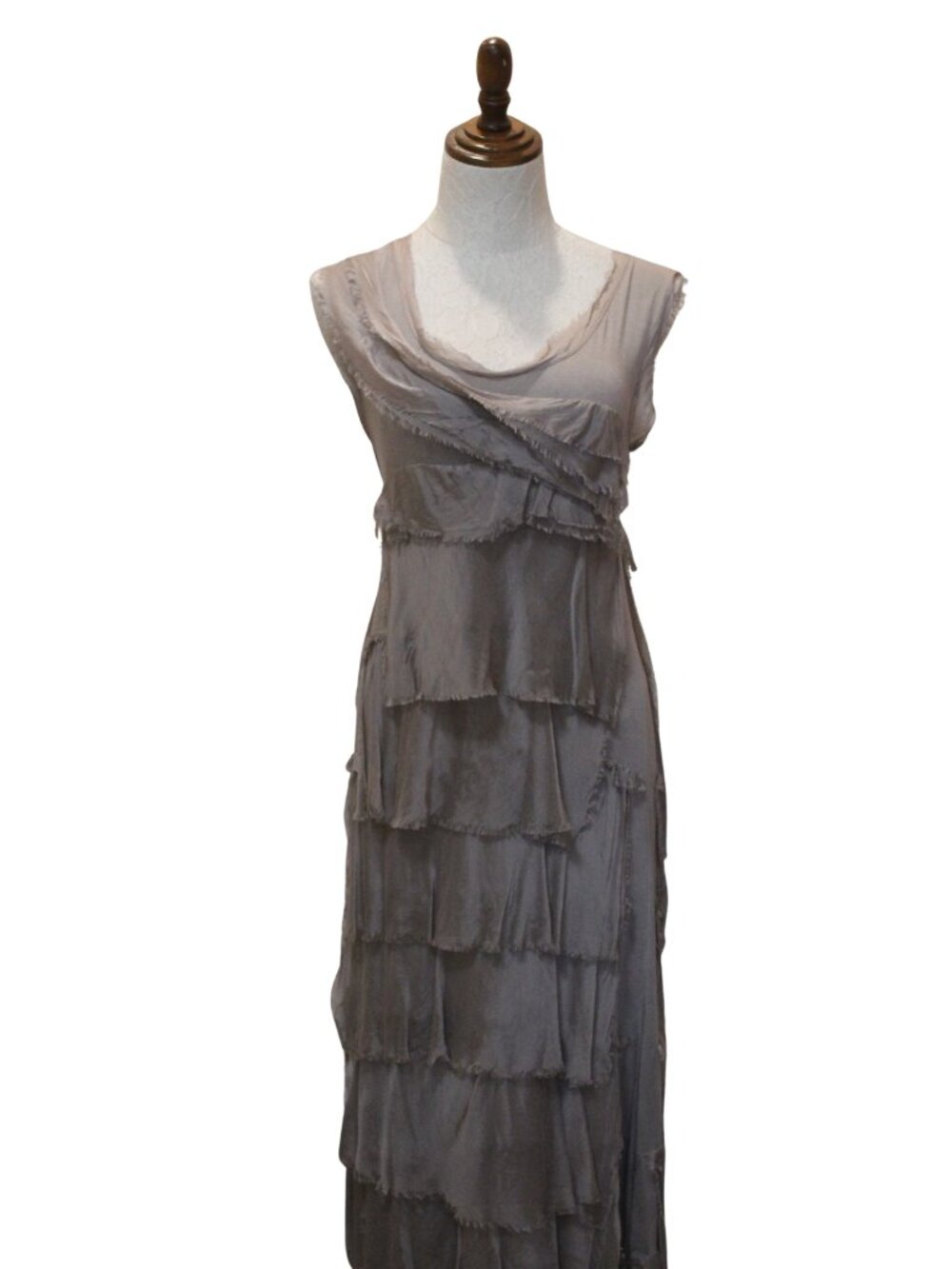 Maxi Italian Dress WIth Ruffles - Grey